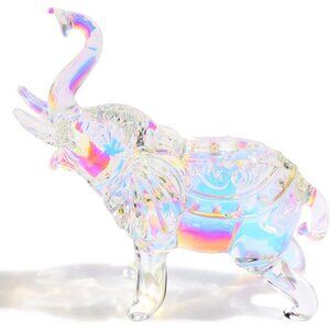 Cute Rainbow Crystal Glass Elephant Figurine Statue for Home Décor
